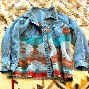 Aztec Denim Jacket Distressed